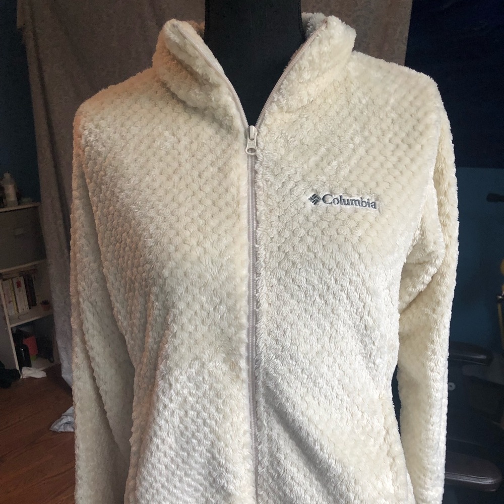 Columbia zip up fuzzy jacket